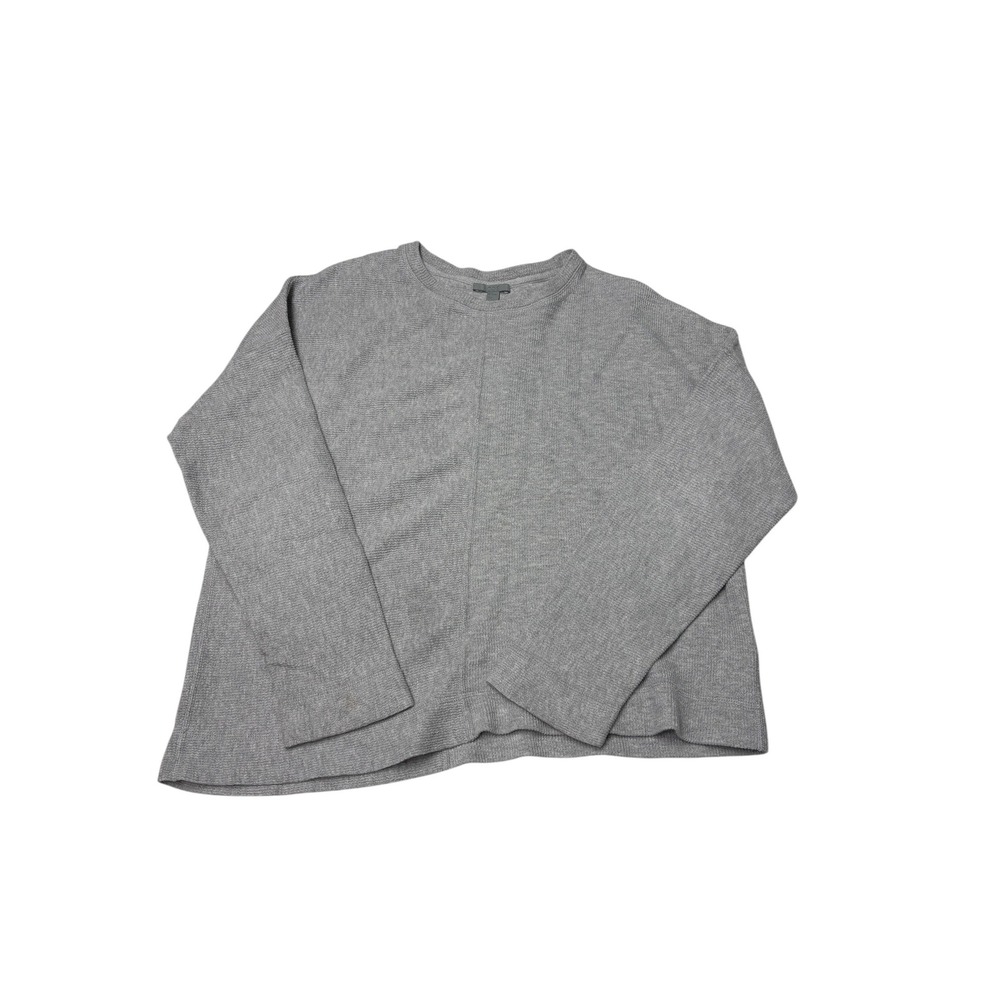 COS Womens Grey Textured Waffle Knit Cotton Long‎ Sleeve Top Size M Relaxed Fit
